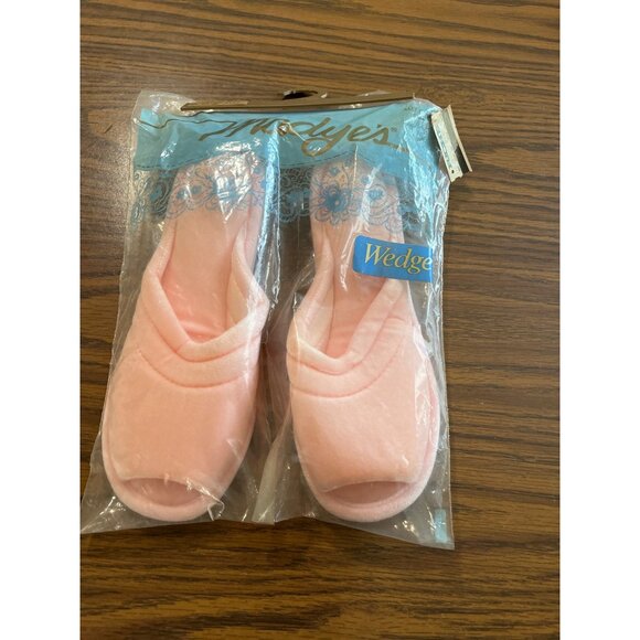 Madge’s pink wedge house shoes size 6.5-7.5 - Picture 1 of 4